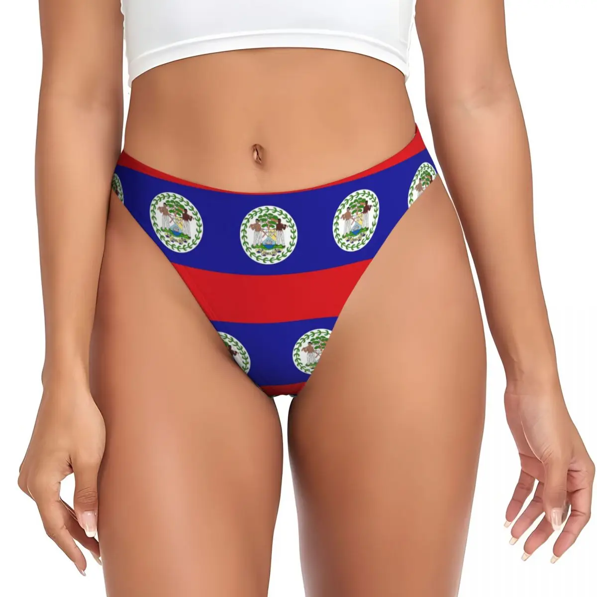 Bandeira belize personalizada, presentes, adesivos e produtos, calcinha g-string, sexy, respirável, feminina, estiramento, roupa íntima confortável