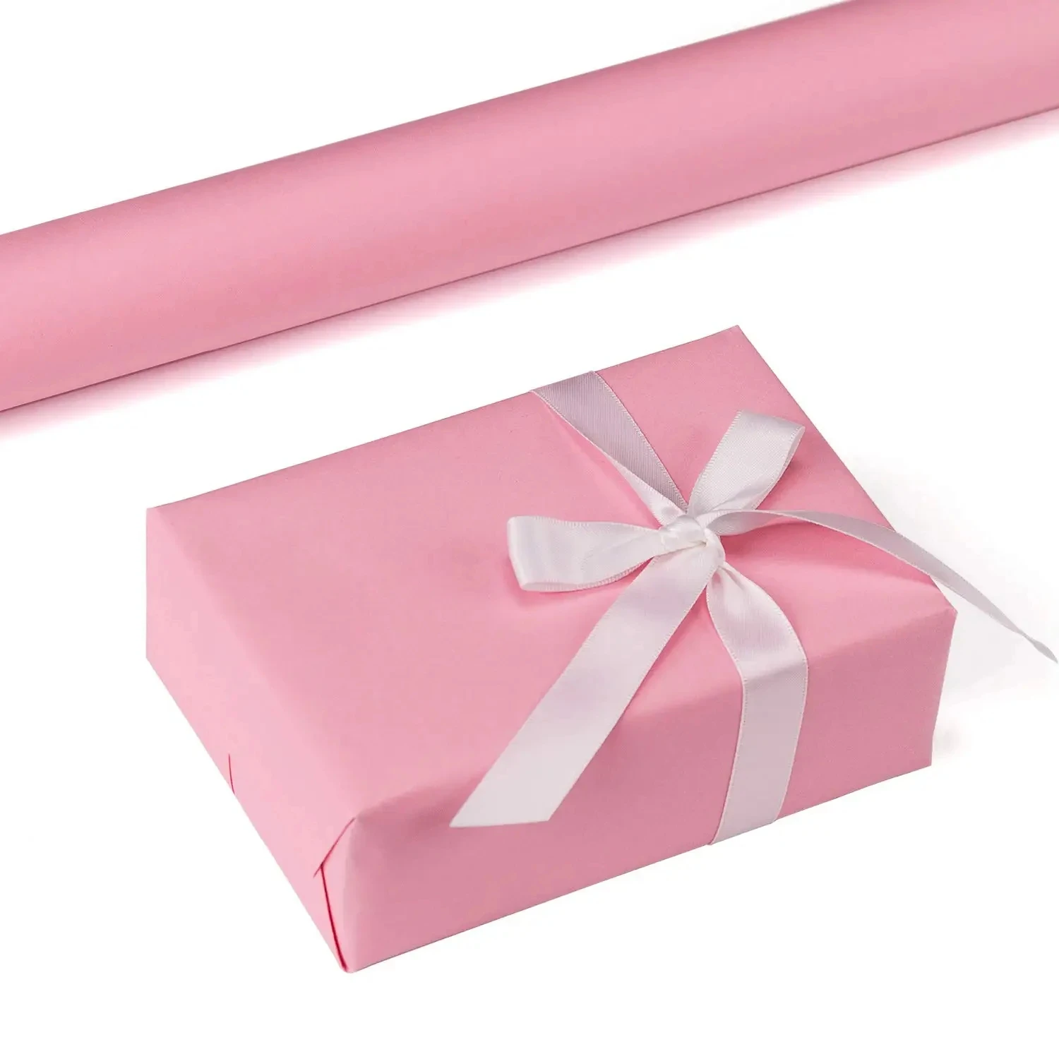 Rollo de papel Kraft negro y rosa, rollo de papel Kraft reciclado para envolver regalos, embalaje y envío