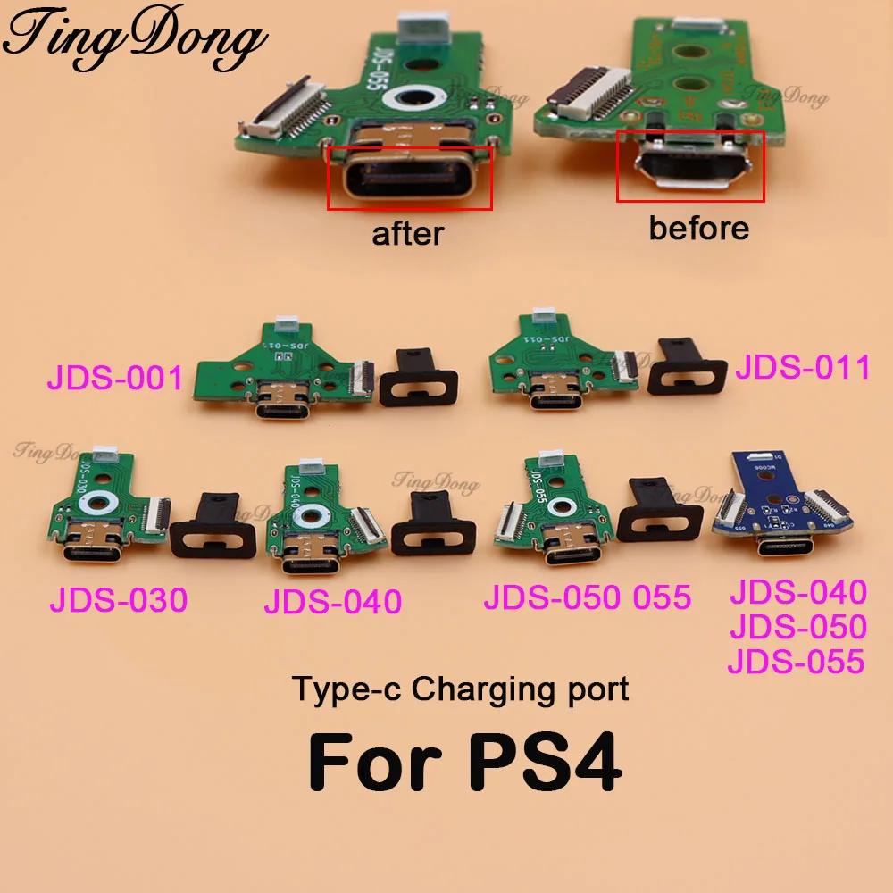 

Type-C Charging Port For Playstation 4 PS4 JDS-001 011 030 040 050 055 Controller Micro USB to Type-C connector +flat cable