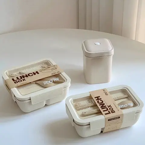 850/1200ml Bento Box Portable Children's Leakproof Lunch Box Microwave Heating Containers For Adults Men Women With Utensils