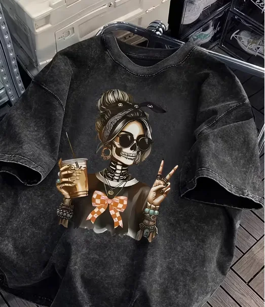 Camiseta Retro con Estampado de Auriculares para Mujer, Talla Grande, Camiseta de Manga Corta para Mujer, Camiseta Moderna para Festivales de Música y Fiestas