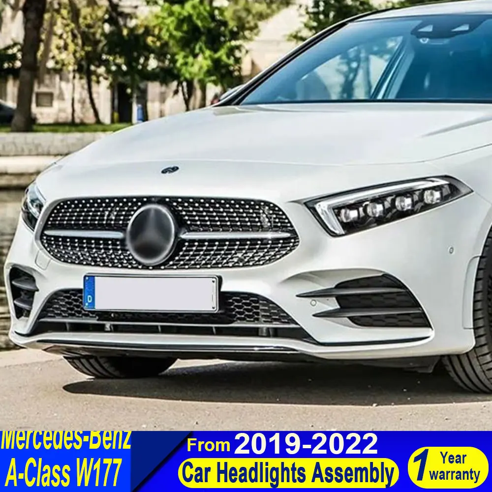 

Автомобильные полностью светодиодные фары для Mercedes-Benz A-Class W177 2019-2022, лампы дневного света, динамические указатели поворота в сборе
