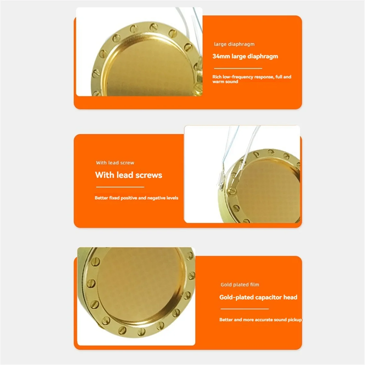 موثوقة-ميكروفون الحجاب الحاجز الأساسية كبسولة كبيرة الحجاب الحاجز مكثف ميكروفون الملحقات 34 مللي متر للاستوديو Record-ABDQ