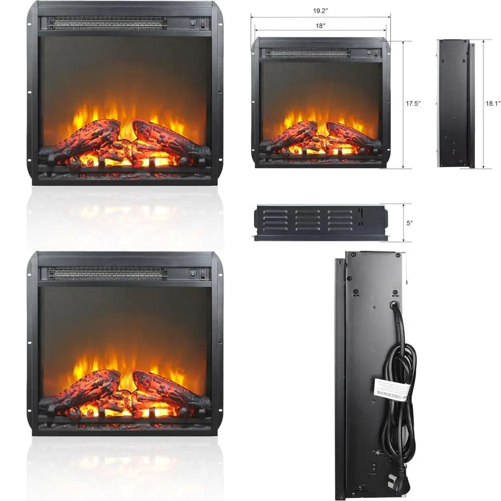 

Электрический каминный вкладыш 18 дюймов, встраиваемый обогреватель, защита от перегрева, мощность 1400 Вт, 5000 BTU, подходит для гостиной, античный черный цвет