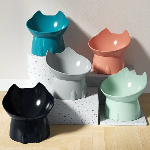 1pc WhiskerWare Elevated Cat Bowl, Anti-Tip Plastic Raised Pet Feeding Dish with Tilted Edge, Neck Protection Kitty Food - View 1 1pc WhiskerWare Elevated Cat Bowl, Anti-Tip Plastic Raised Pet Feeding Dish with Tilted Edge, Neck Protection Kitty Food - View 1
