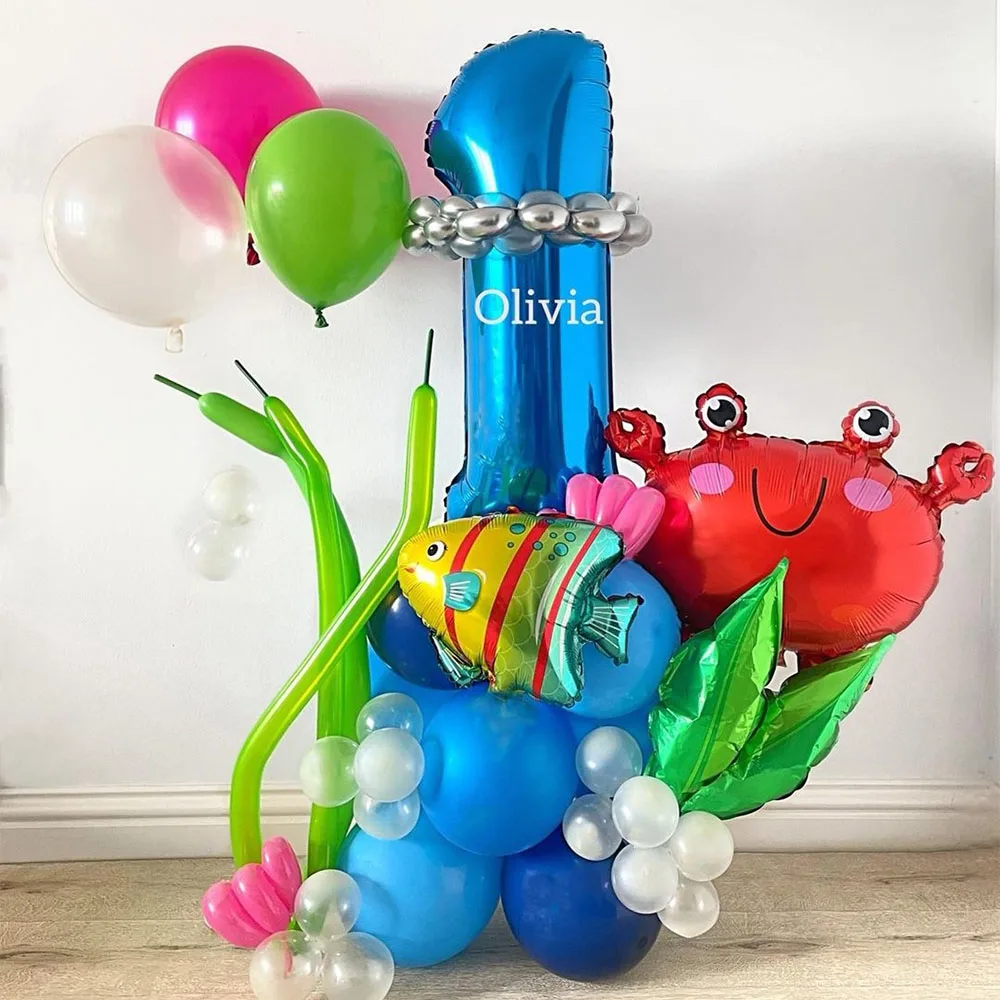 Under the sea Birthday Decoration Sea Animal Balloon Shell Starfish Fish Sea Horse Octopus Shark Balloon Ocean World Party Ball