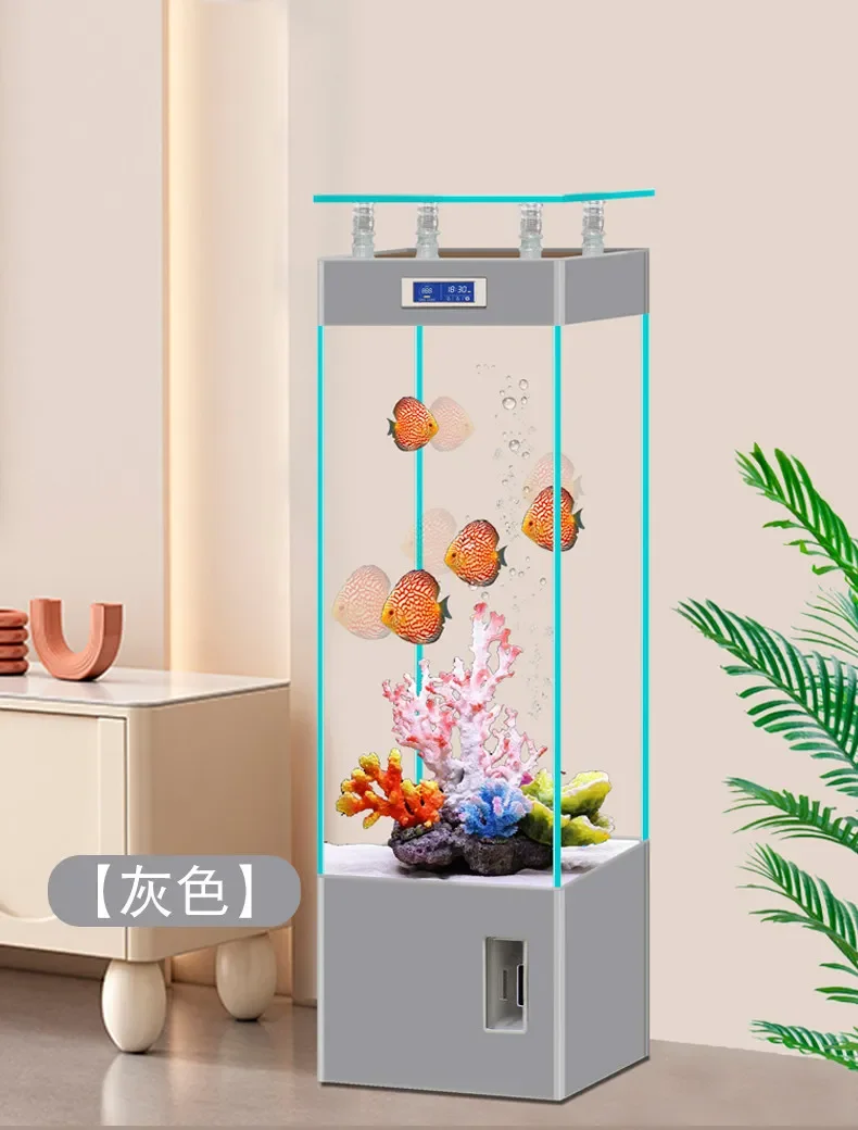 Jinjing ultra-white glass ecological fish tank square living room household floor-to-ceiling viewing aquarium box