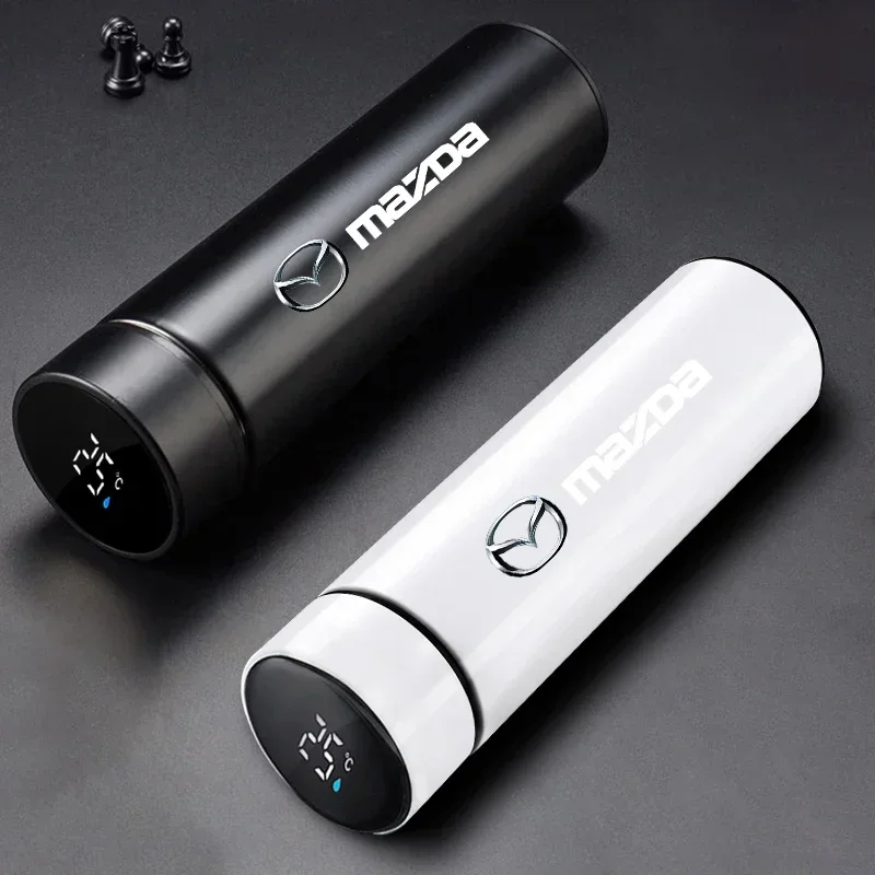 500ml Portable Car Smart Thermos Bottle Temperature Display Cup For Mazda 3 6 Atenza Axela Demio CX3 CX5 MP MS RX8 Car Goods