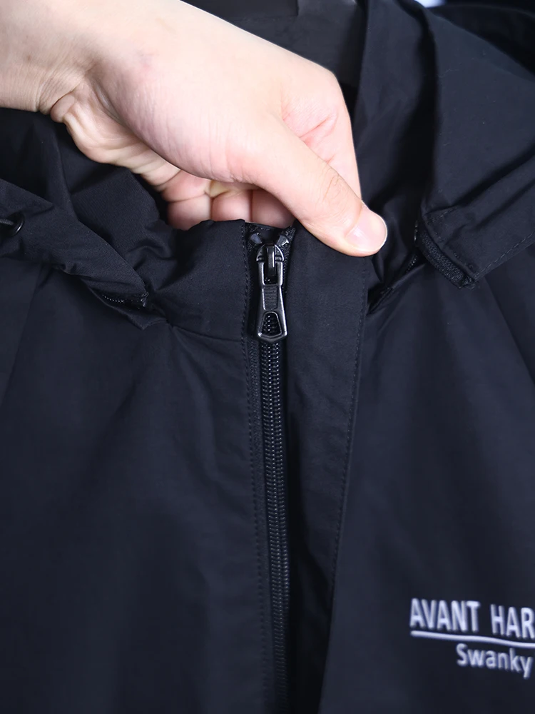 سترة رجالية كاجوال بغطاء للرأس من H-Home، تصميم عصري بلون واحد، قصة فضفاضة، إغلاق بسحاب، تصميم أنيق بلون واحد #2