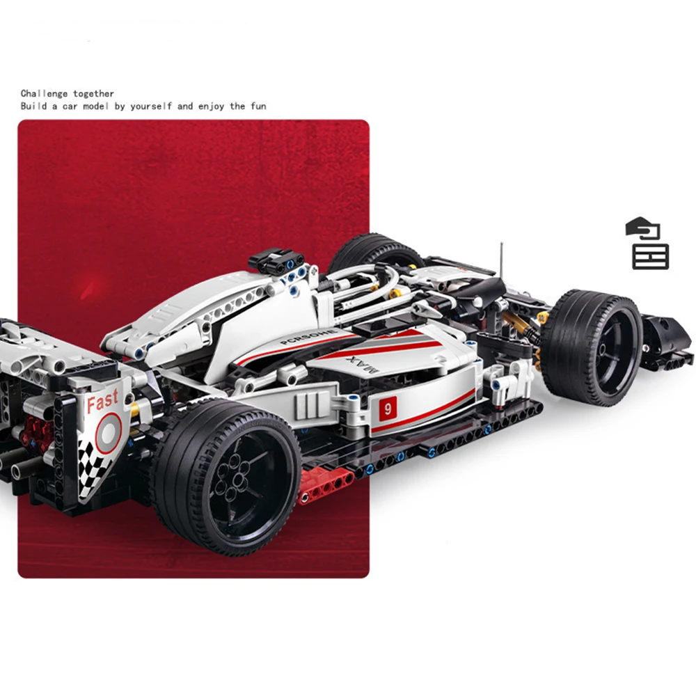 フォーミュラスタイルレーシングカービルディングブロック組み立てモデル教育DIYパズルおもちゃ子供男の子ディスプレイ用誕生日プレゼント