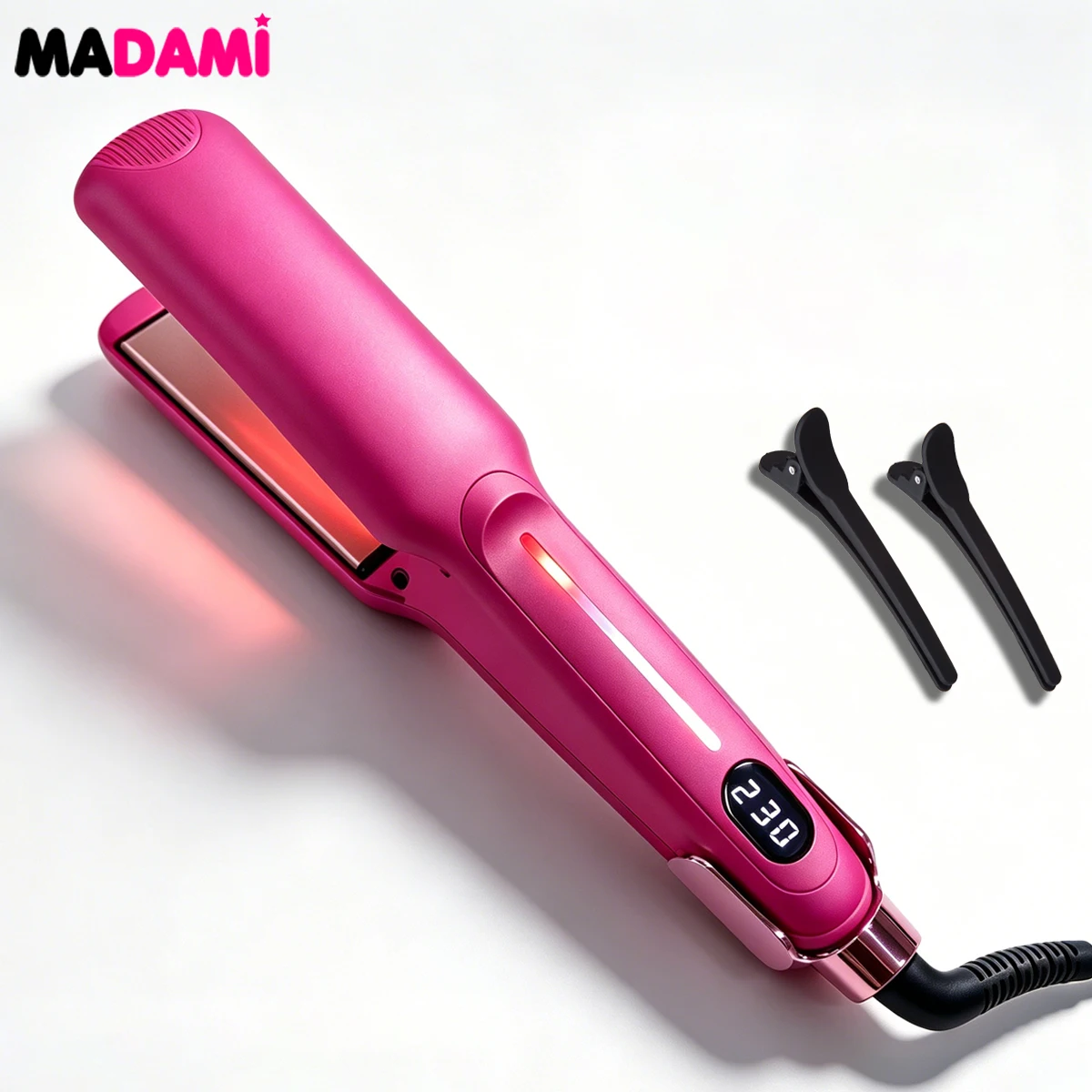 Infrared Titanium Hair Straightener 1.5 Inch Wide Floating Plate Flat Iron Adjustable Temp Dual Voltage Travel Hair Styling Tool