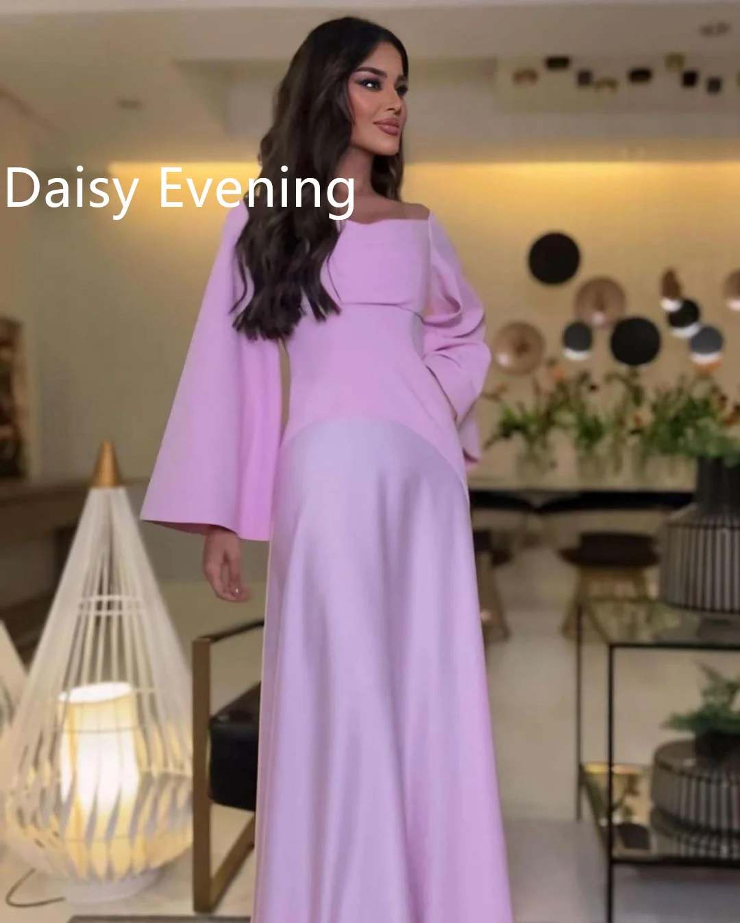 Pink Evening Dress For Women Ankle-Length Elegant Prom Dresses gala Off Shoulder Saudi Arabia Formal Wedding Party Dress 2024