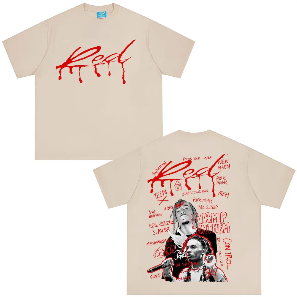 مغني الراب Playboi Carti كامل لوتا الأحمر تي شيرت الأفيون كين كارسون النرجس القوطية تي شيرت الرجال النساء القطن المتضخم تي شيرت