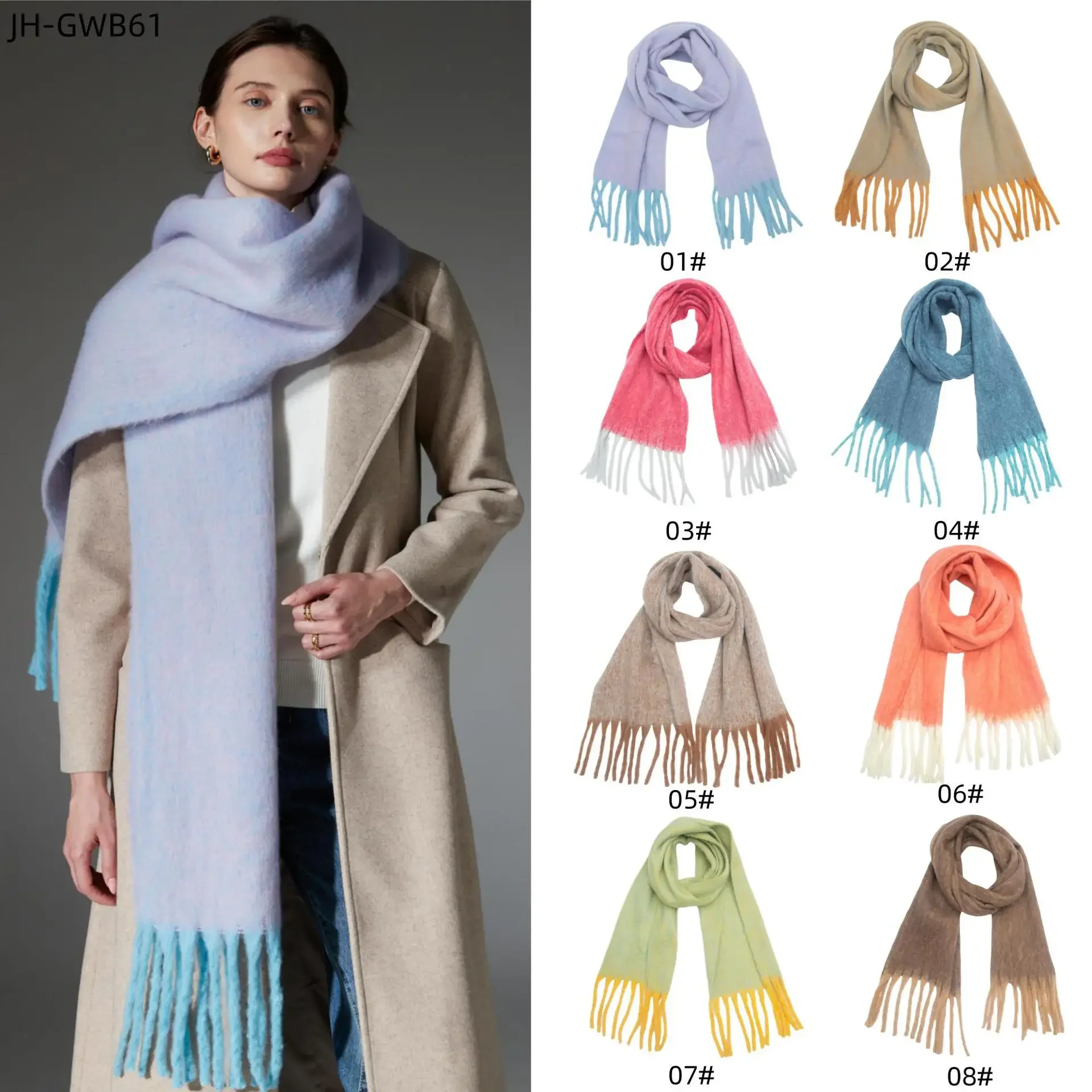 2024autumn and winter new foreign trade circle yarn coarse tassel flower women's scarf thickened and warm worn with trendy shawl image 3