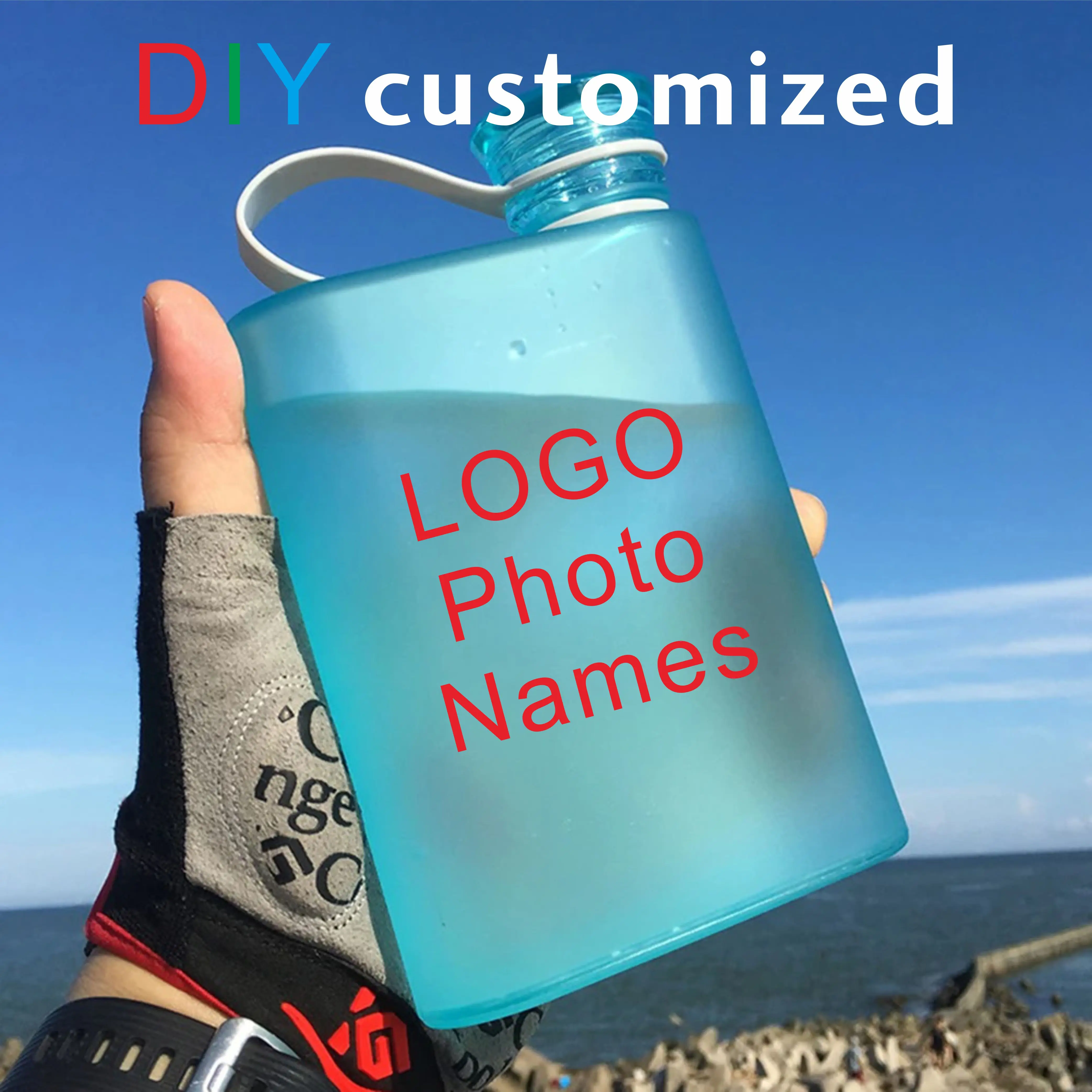 DIY Customized 380ML Bottle LOGO PHOTO Name Print A5 Paper Cup BPA FREE Plastic Flat Travel Portable Sport Notebook Pad Shape