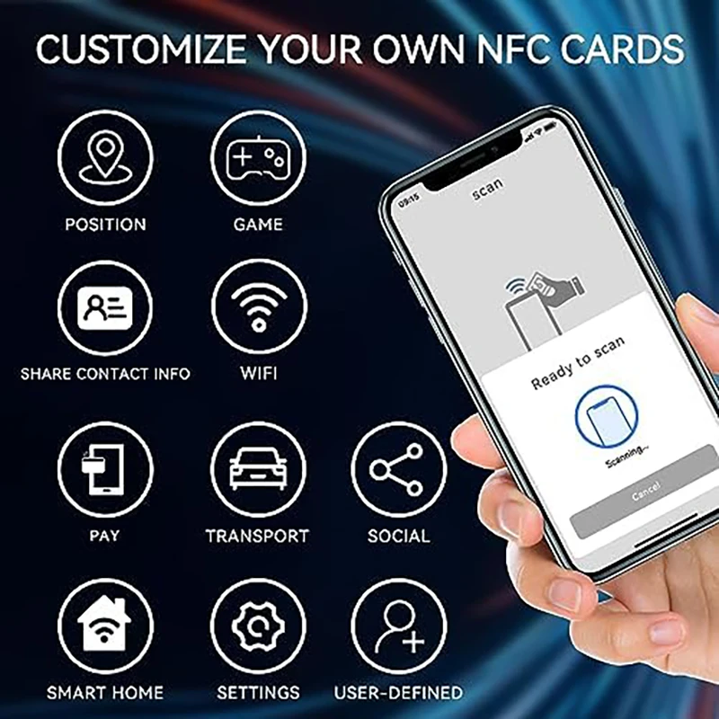 แท็ก NFC NTAG215 การ์ด NFC นามบัตร NFC 215Tags ชิป NFC, หน่วยความจํา 504 ไบต์การ์ด NFC, ใช้งานร่วมกับ Tag Mo สําหรับที่เปิดใช้งาน NFC