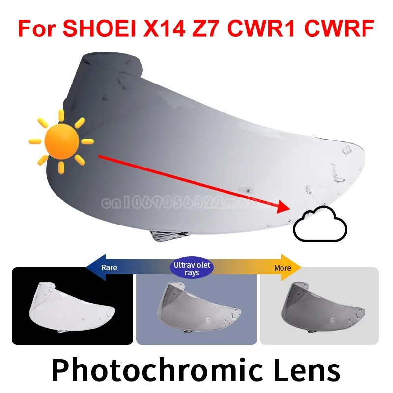 

Photochromic Visor for for SHOEI X14 X-14 Z7 NXR CWR1 CWR-1 RF1200 RF-1200 Xspirit3 X-Spirit III X-Fourteen Helmet Lens