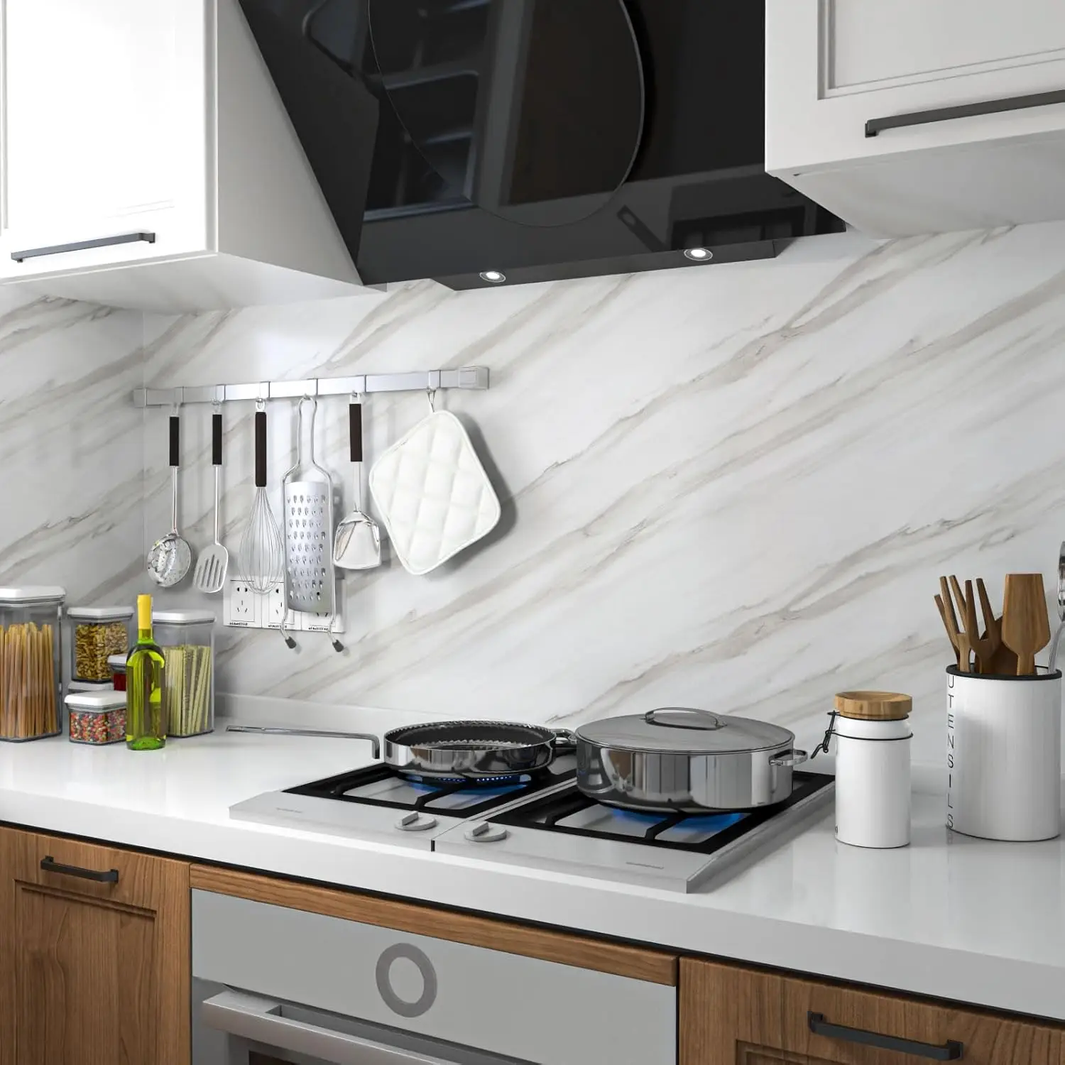 55 سنتيمتر الرخام ذاتية اللصق خلفية المطبخ خزانة موقد كونترتوب ورق اتصال بولي كلوريد الفينيل مقاوم للماء تجديد بلاط ملصقات جدار #4