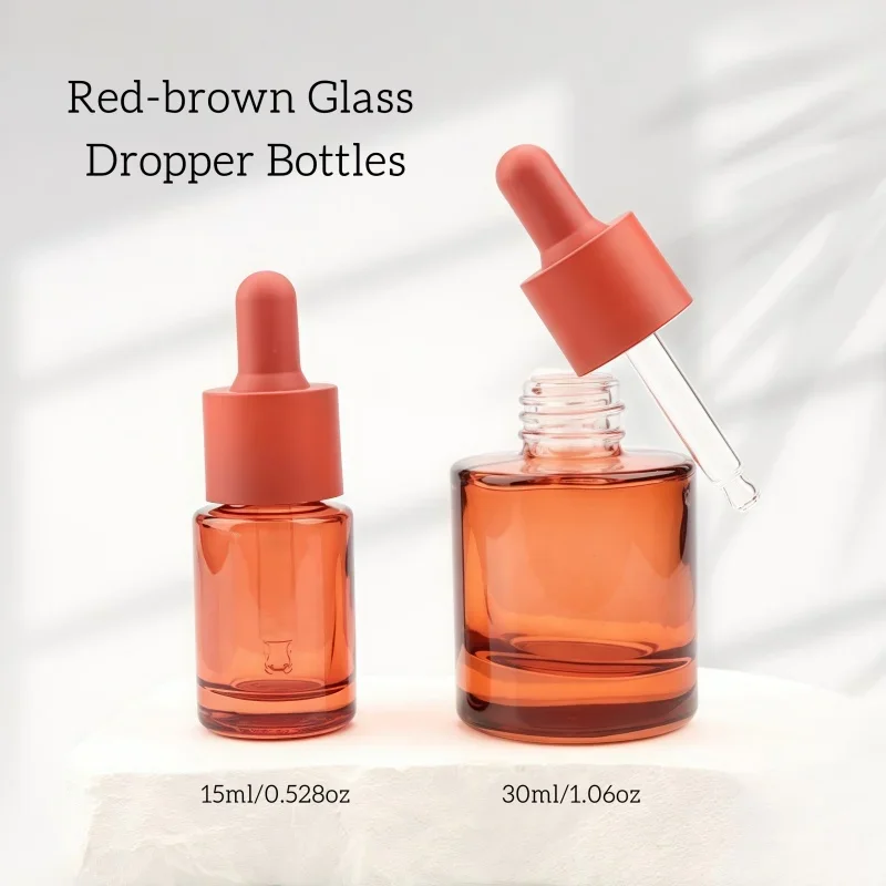 15ml/30ml 2pcs Red Brown Glass Dropper Empty Bottle Used High-quality Droppers for Distributing and Applying Essential Oils
