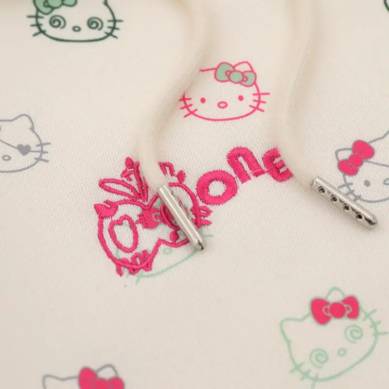 Anime hellokitty mulher roupas jovens mulheres cintura elástica calças planas estilo bonito calças casuais outono roupas femininas