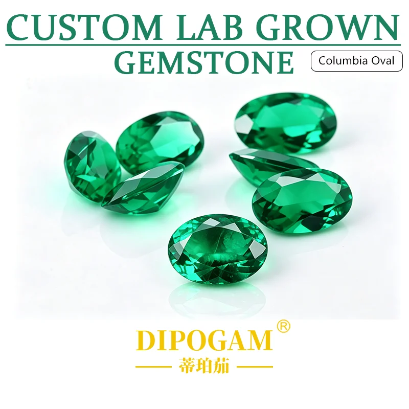 Colombian oval lab-grown gemstone raw emerald beryl jewelry setting wholesale accessories and embellishments