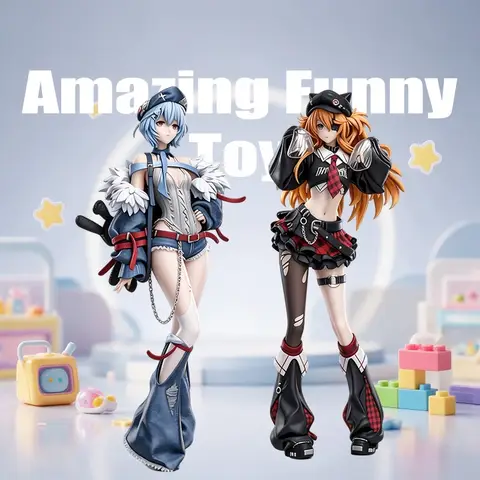 EDS Studio Asuka & Rei Ayanami School Uniform GK Statue, Finished PVC Anime Bishoujo Figure With Scene Base Desktop Decor Boxed