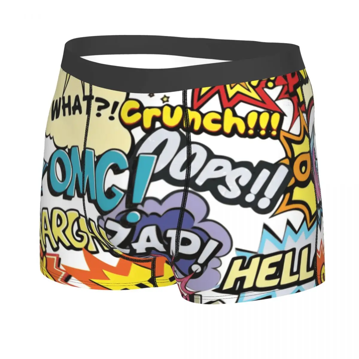 Custom Funny Comics Speech Bubbles Underwear Men Stretch Graffiti Art Boxer Briefs Shorts Panties Soft Sexy Underpants For Homme