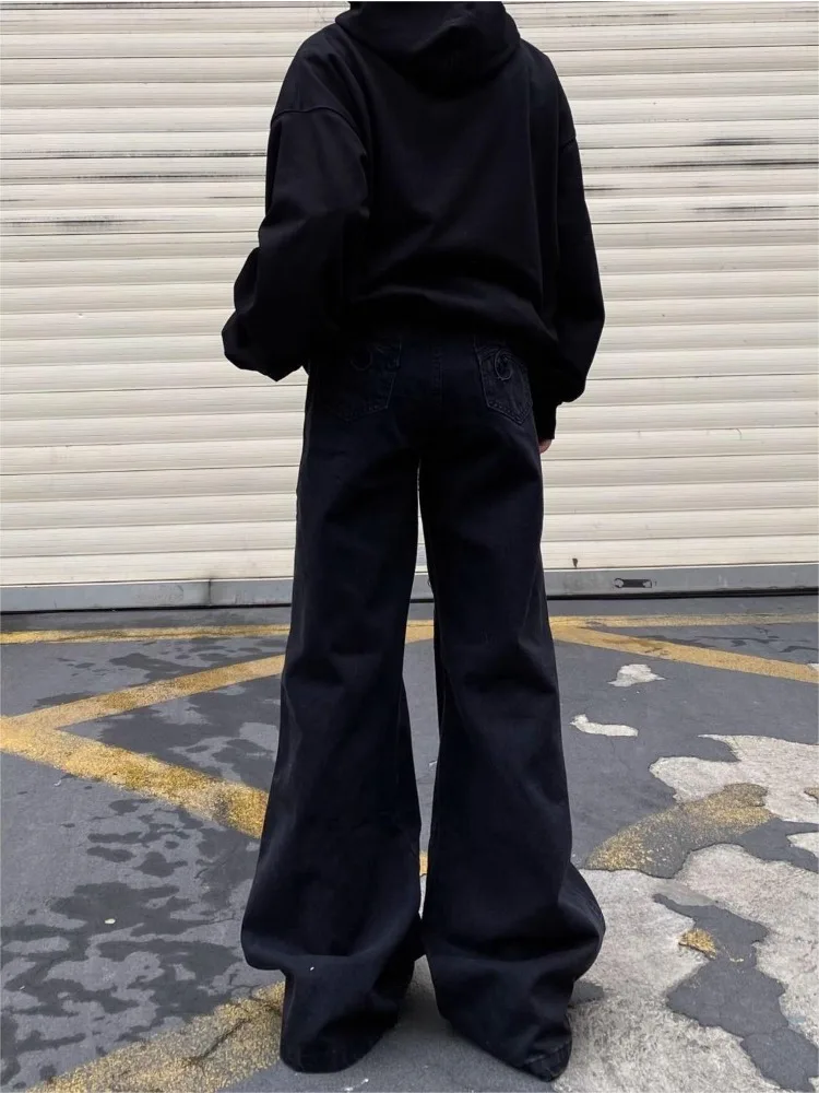 HOUZHOU Y2k gotycka dżinsy w stylu Harajuku luźna kobieta patchworkowy Streetwear spodnie dżinsowe japońskie spodnie w stylu koreańskim w stylu