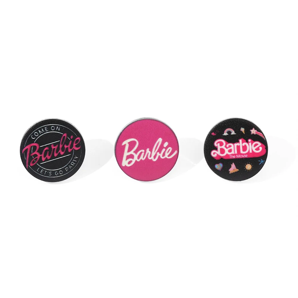 

Kawaii Pink Barbie Brooch Anime Cartoon Letter Lapel Metal Pin Brooches Girls Bag Creative Badge Accessories Jewelry Toys
