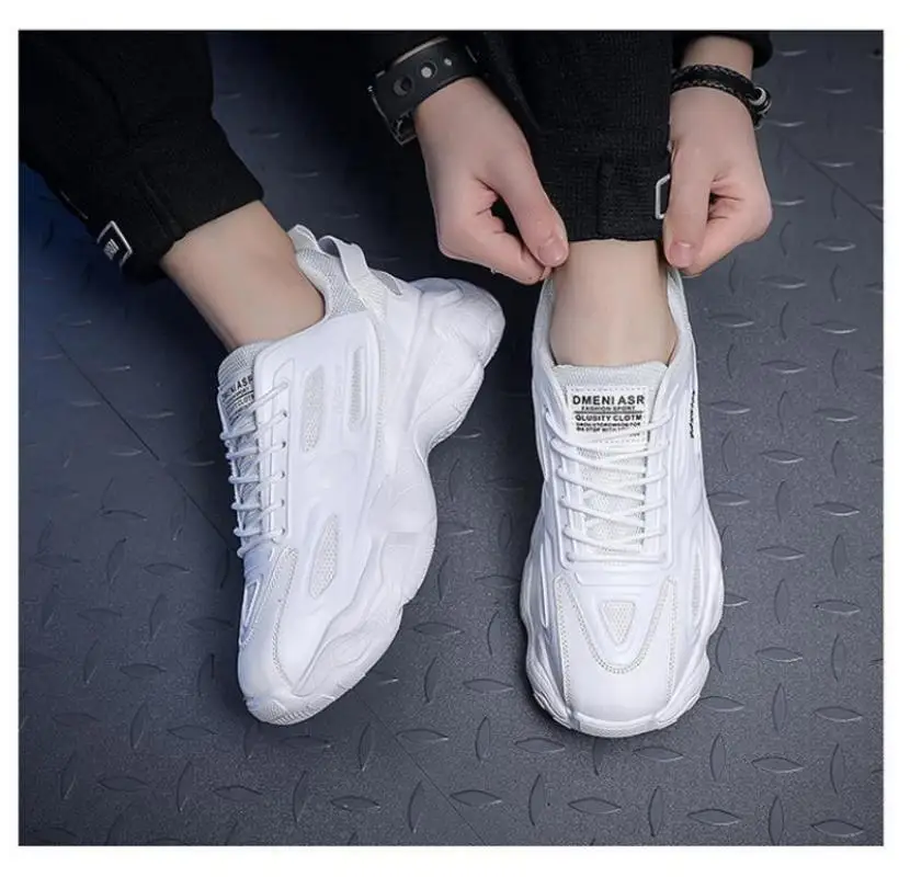 Leisure trend Joker fashion men's sports shoes breathable comfort running shoes soft bottom non-slip running shoes.