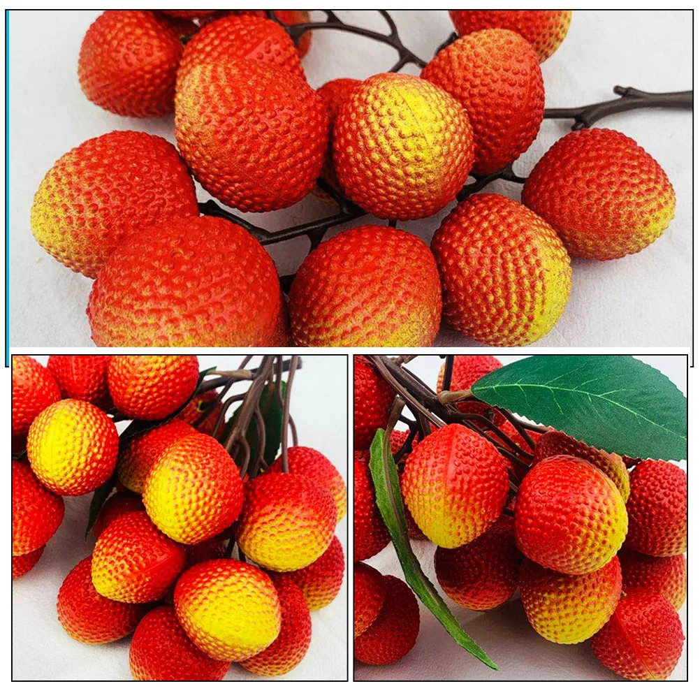 2 Bunches High Simulation Artificial Litchi Fruit Fake Fruit for Drawing Prop Student Art Class Food Styling Kitchen Dining Room