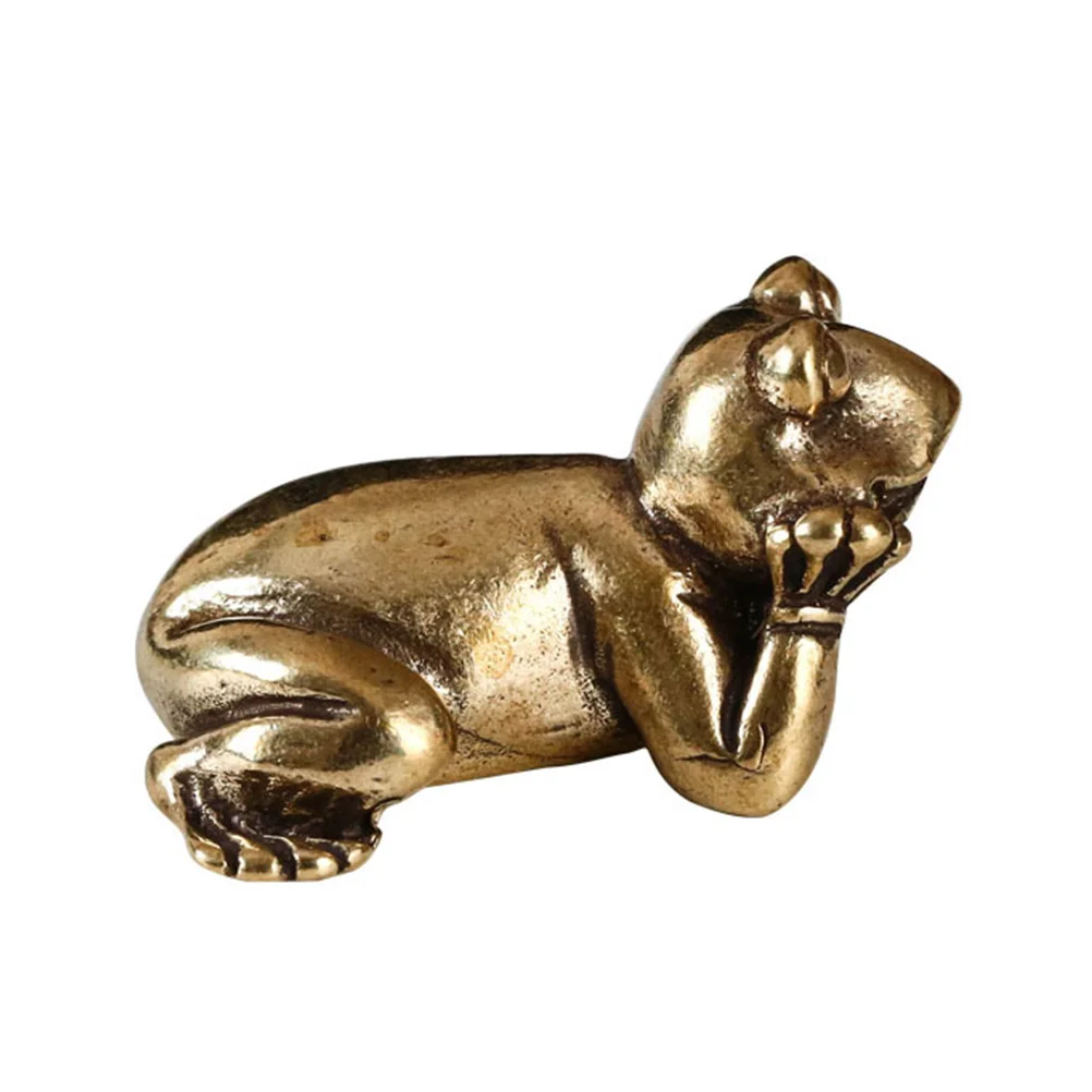 

Brass Frog Statue Copper Ornament Mini Figurines Home Decor Golden Color Smooth Bottom Desk Ornament Tea Room Office Living Room