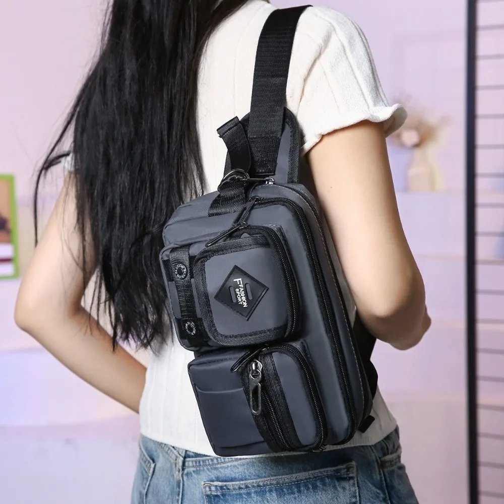 

Portable Multi-Compartment Men's Waist Bag Waterproof Large Capacity Chest Bag Lightweight Sports Fanny Pack Running
