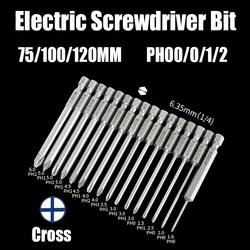 75/100/120mm Electric Screwdriver Bit PH00/0/1/2 Cross Magnetic Batch Head 1/4