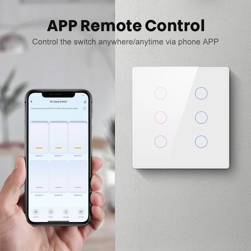 AVATTO Tuya ZigBee 4x4 Wall Smart Switch 4/6 Gang Glass Panel Brazil Standard Touch Switch Works With Alexa Google Home