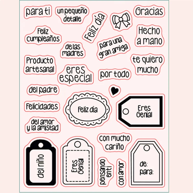 nowe hiszpańskie słowo przezroczysty stempel przezroczysty silikonowy stempel do scrapbookingu album fotograficzny dekoracja pieczęć pieczęć nowe wytłaczanie