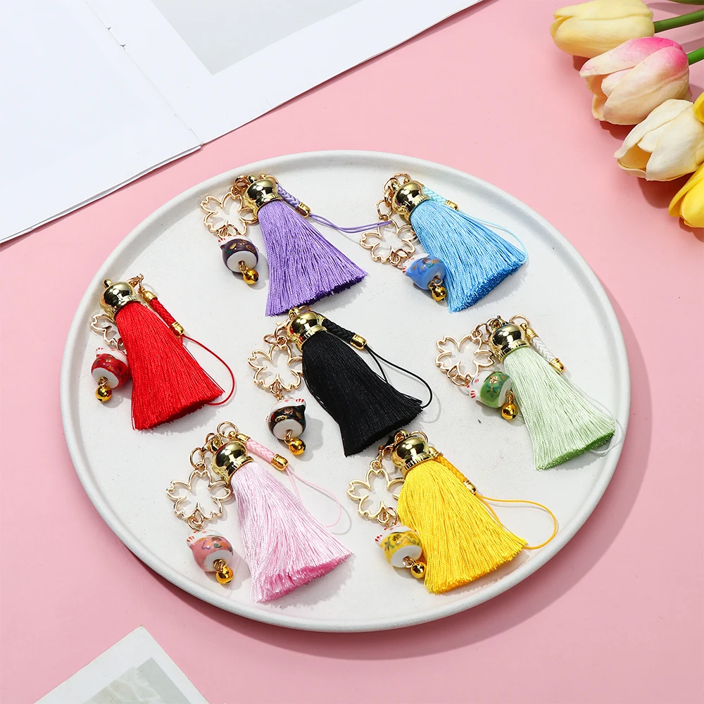 Janpanese Smart phone Strap Lanyards for iPhone Samsung Decor Daisy Flower Cat Bell Mobile Phone Strap Hang Rope Phone Charm