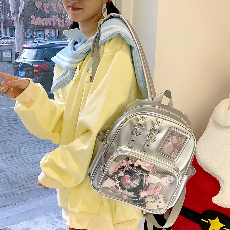 2025 Itabag PU Leather Women's Backpack Ita Bag Backpacks Transparent Bag Kawaii Women's Bag  Korean Popular Bag