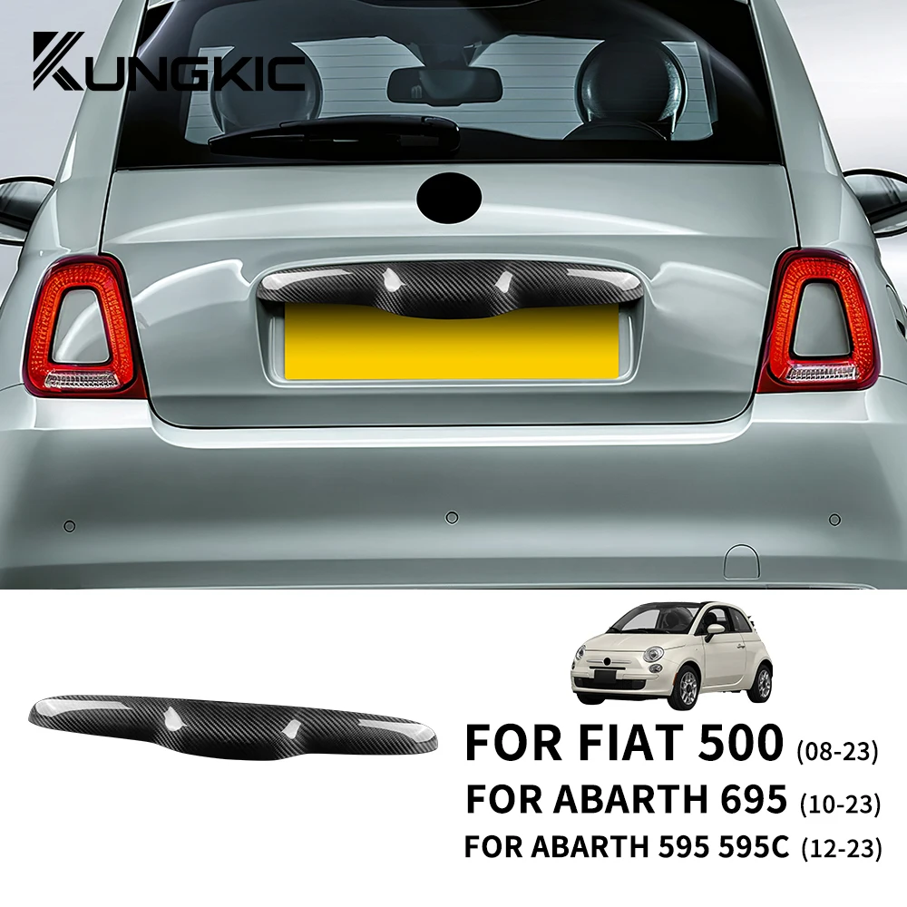 

Real Hard Carbon Fiber Sticker For Fiat 500 08-23 Abarth 595 2012-2023 Abarth 695 2010-2023 Rear Trunk Lid Tailgate Handle Cover