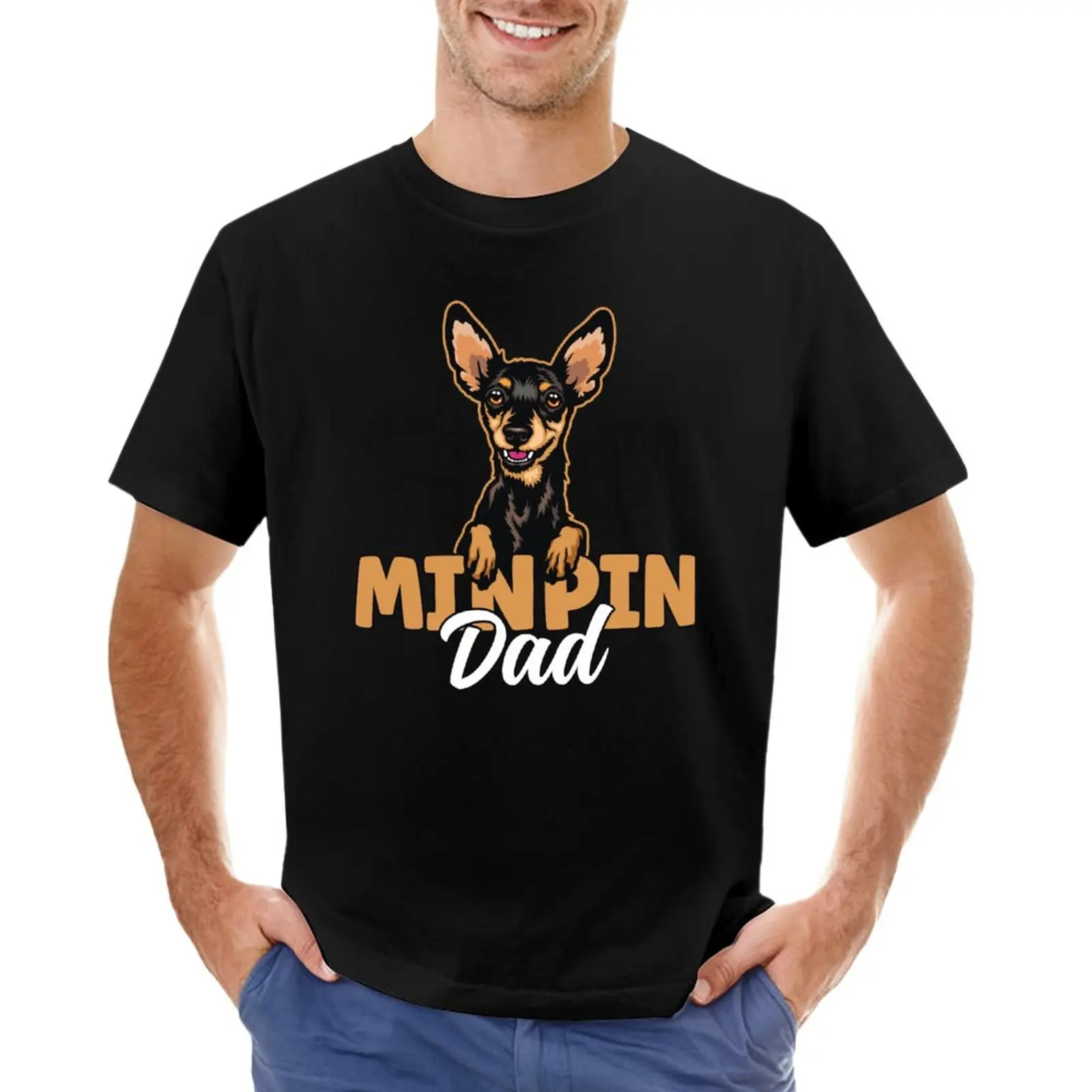 Min Pin Dad Miniature Pinscher Dog Dad Min Pin Father T-Shirt boys animal print shirt tops mens funny t shirts