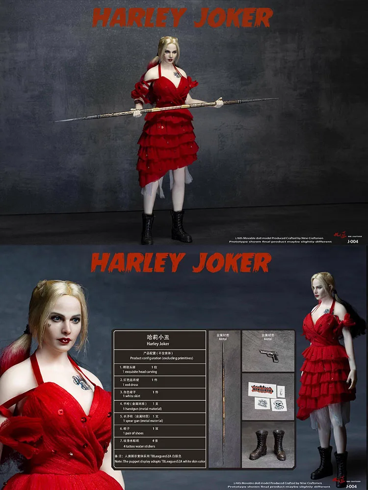 Stock limité Neuf CraftTIME J-004 1/6 Harley Quinn Joker DC Série Méchant Tête Sculpter Ensemble De Vêtements Pour 12 "Action Figure Corps