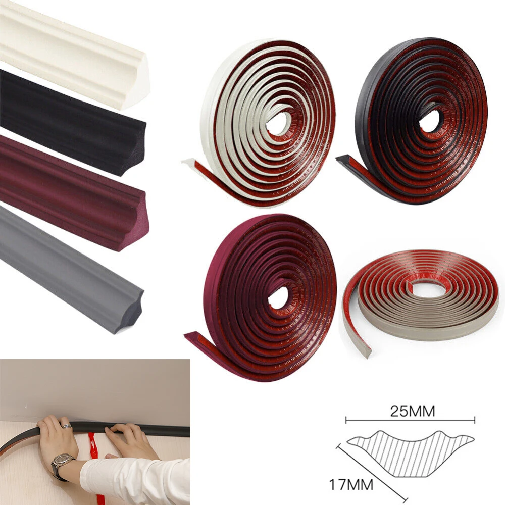 5M Self-Adhesive Wall Inner Corner Trim Corner Molding Line Tape Skirting Line Ceiling Caulk Internal Strip Edge Decor Strip