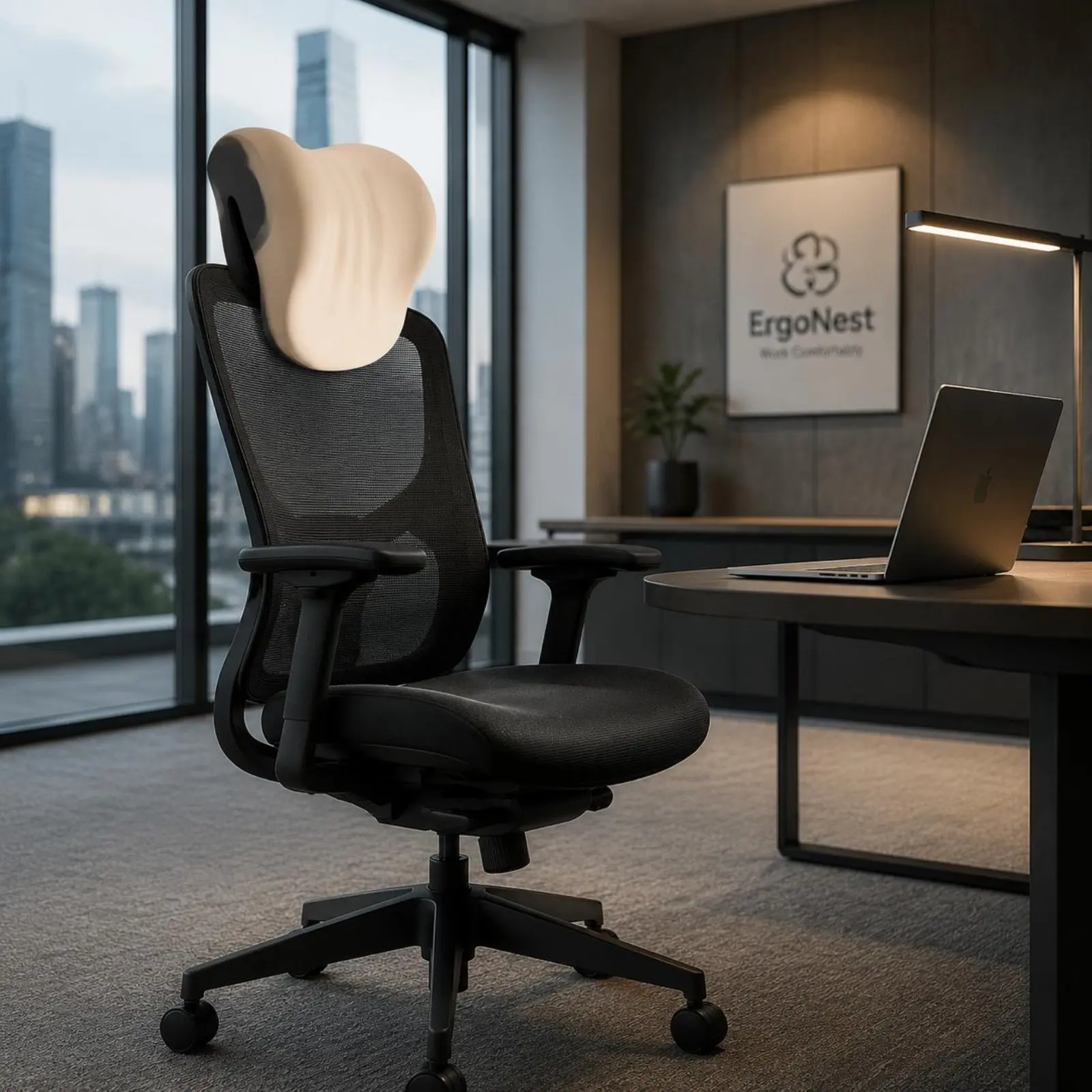 Office Chair Headrest Pillow Ergonomic Design Chair Headrest Pillow Pressure Relief Breathable Textile