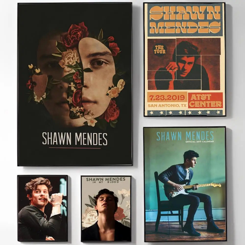 Fashion Pop Heartfelt S-Shawn M-Mendes Poster Self-adhesive Art Waterproof Sticker Coffee House Dorm Room Wall Decor