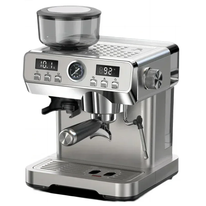 

Professional 20-Bar Pressure Pump Stainless Steel Semi Automatic Espresso Coffee Machine with Pressure Gauge and Display