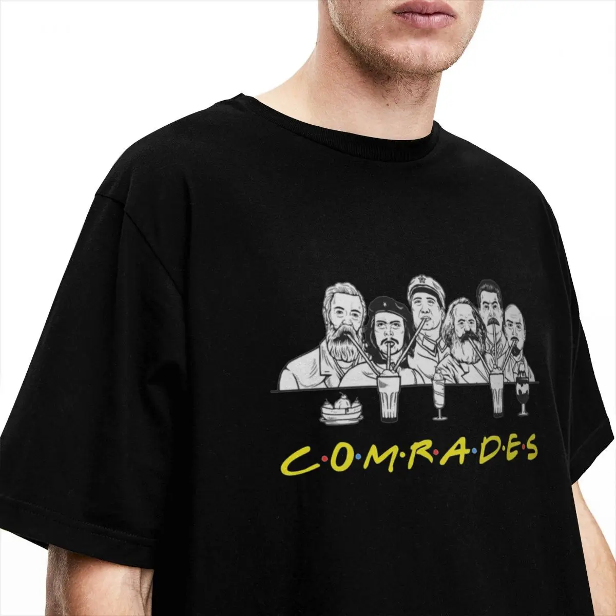 Men\'s Communist Memes Friends Comrades T Shirts Marxism Marx Pure Cotton Clothing Short Sleeve Crew Neck Tee Shirt T-Shirt