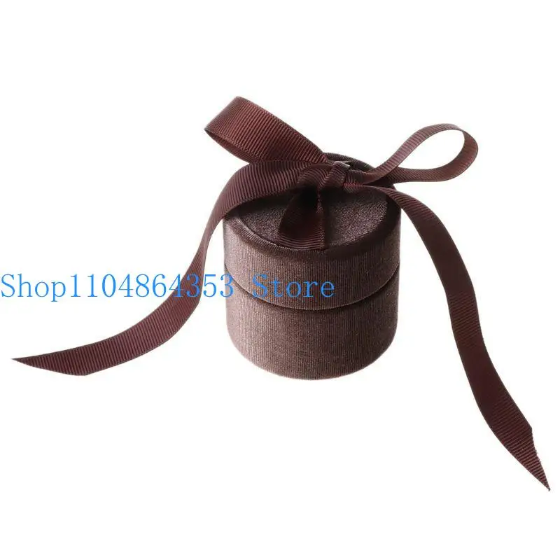 

652F Round Ring Box Engagement Wedding Jewelry Rose Gift Holder Lover Color Round Ring Box