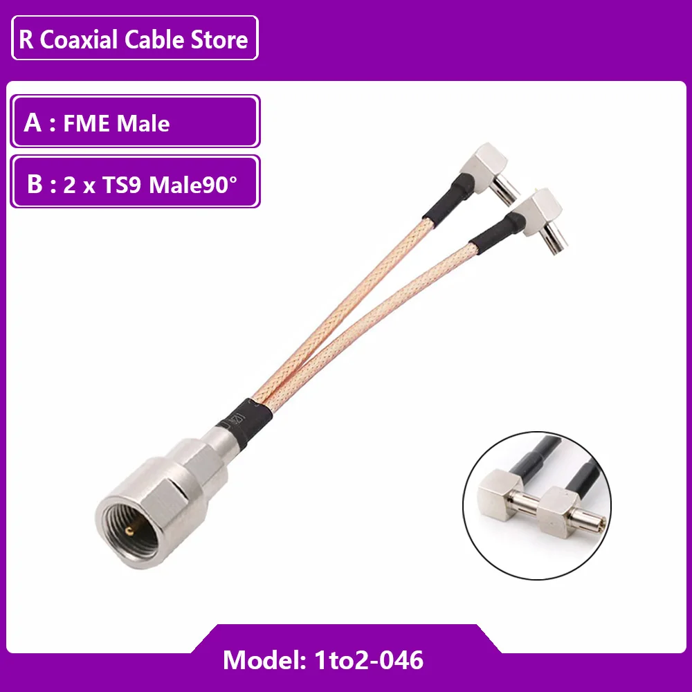 RF coassiale RG316 cavo F femmina a 2 xts9 CRC9 Male90 connettore a ° Y tipo Splitter combinatore Jumper Pigtail adattatore Router Antenna