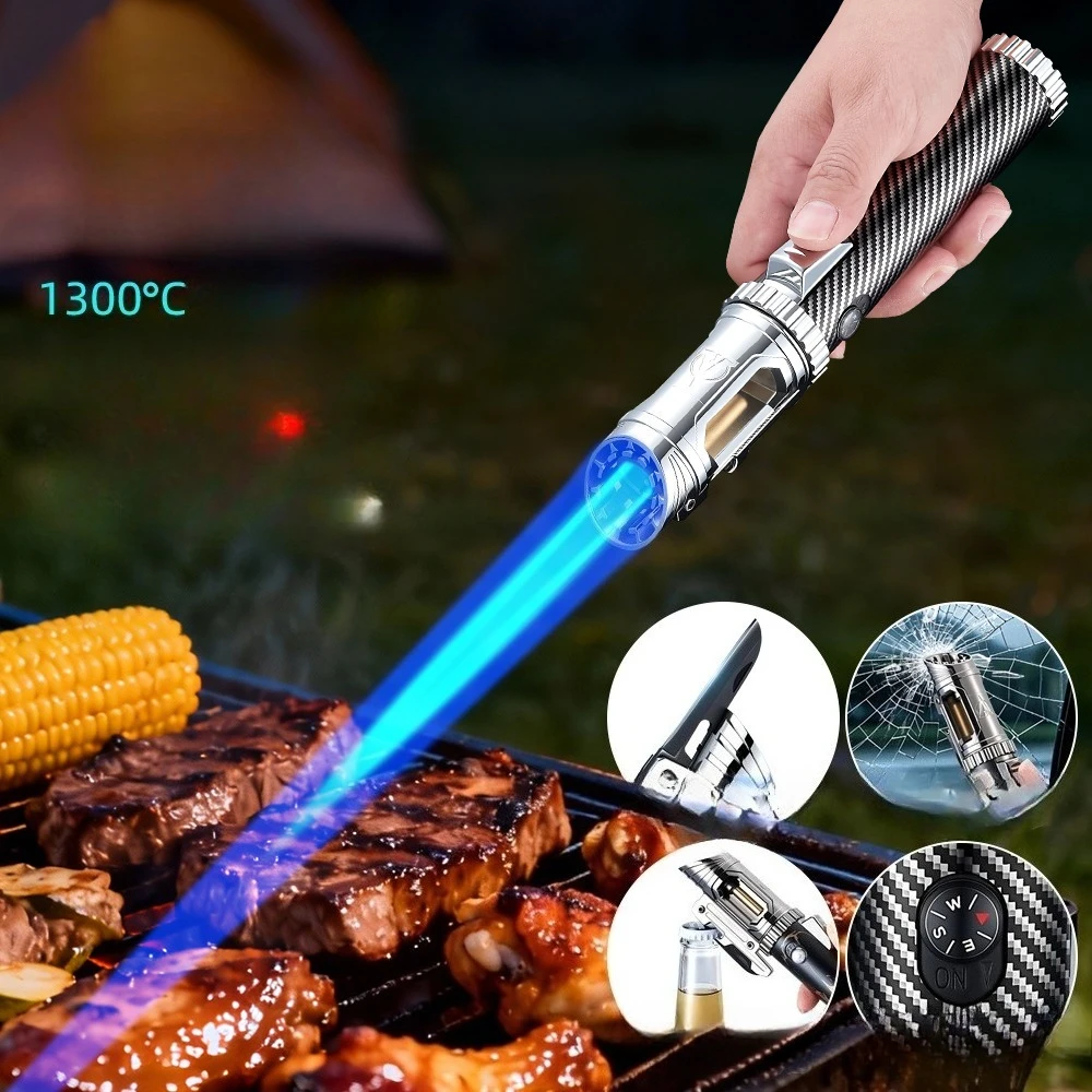 

5-in-1 Multifunctional 20cm High Flame 1300c Butane Torch Lighter with Windproof Gas Blue Flame Ignition Gun with Bottle Opener