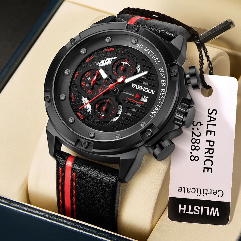 YASHIDUN 新革メンズ腕時計高級クォーツ時計男性用防水日付スポーツ腕時計カジュアル時計男性 Relojes Hombre